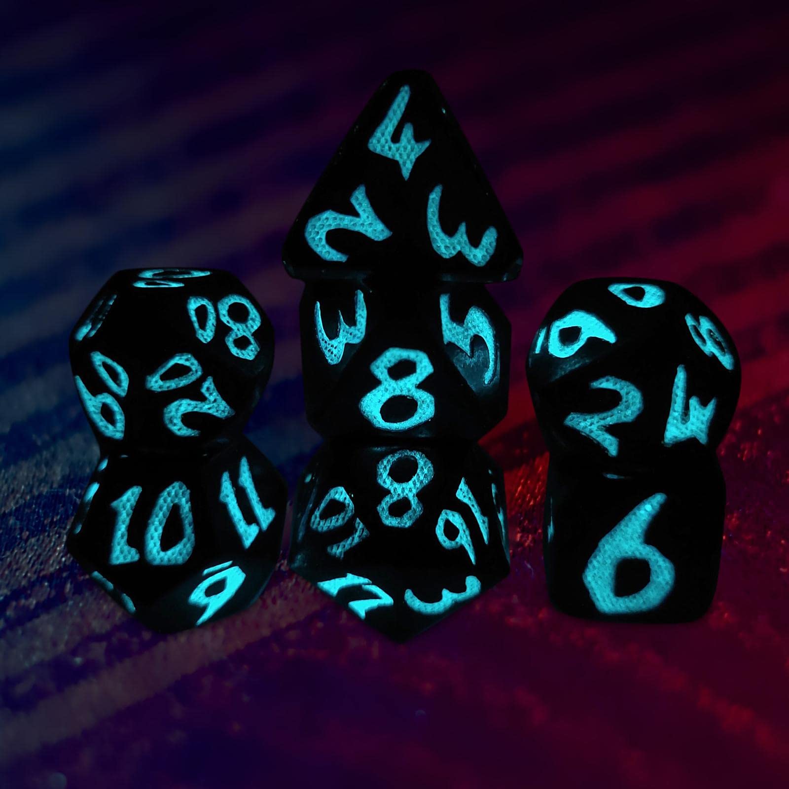 Juego de 7 Dados, Dados Luminosos, Juego de rol, Dados Fáciles de Leer, Juego de Dados Poliédricos para Fiestas, Juegos de Mesa, Juegos de rol, Azul, Individual