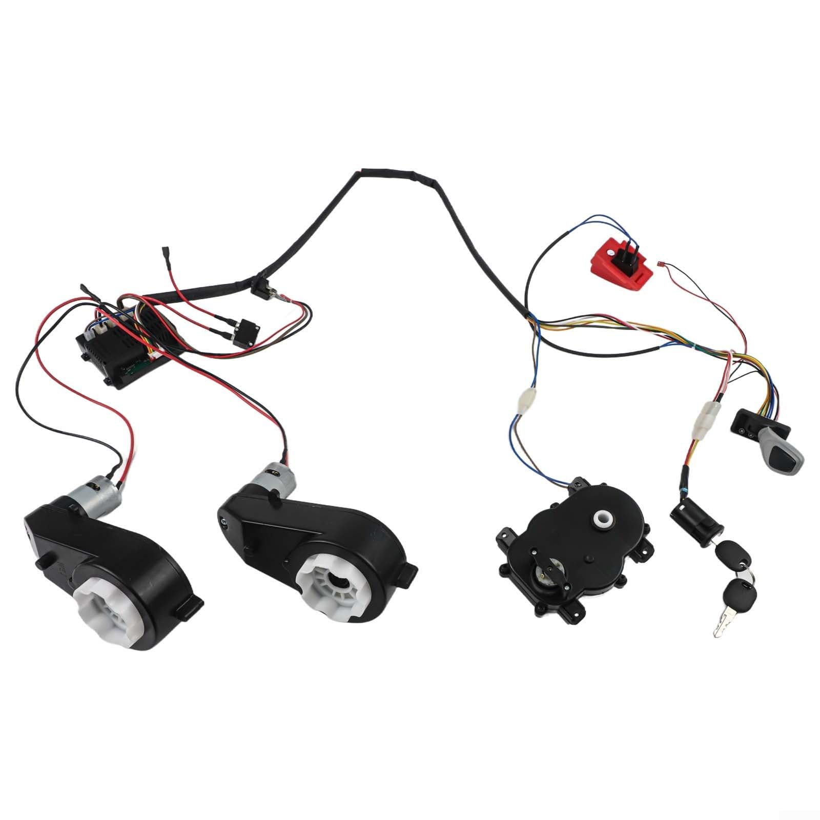 1Set 12V Ride On Car Wiring Harness Kits With 2.4G Remote Control, Circuit Board, Gearboxes + Steering Motor Set For DIY Electric Toy Car Repair Part