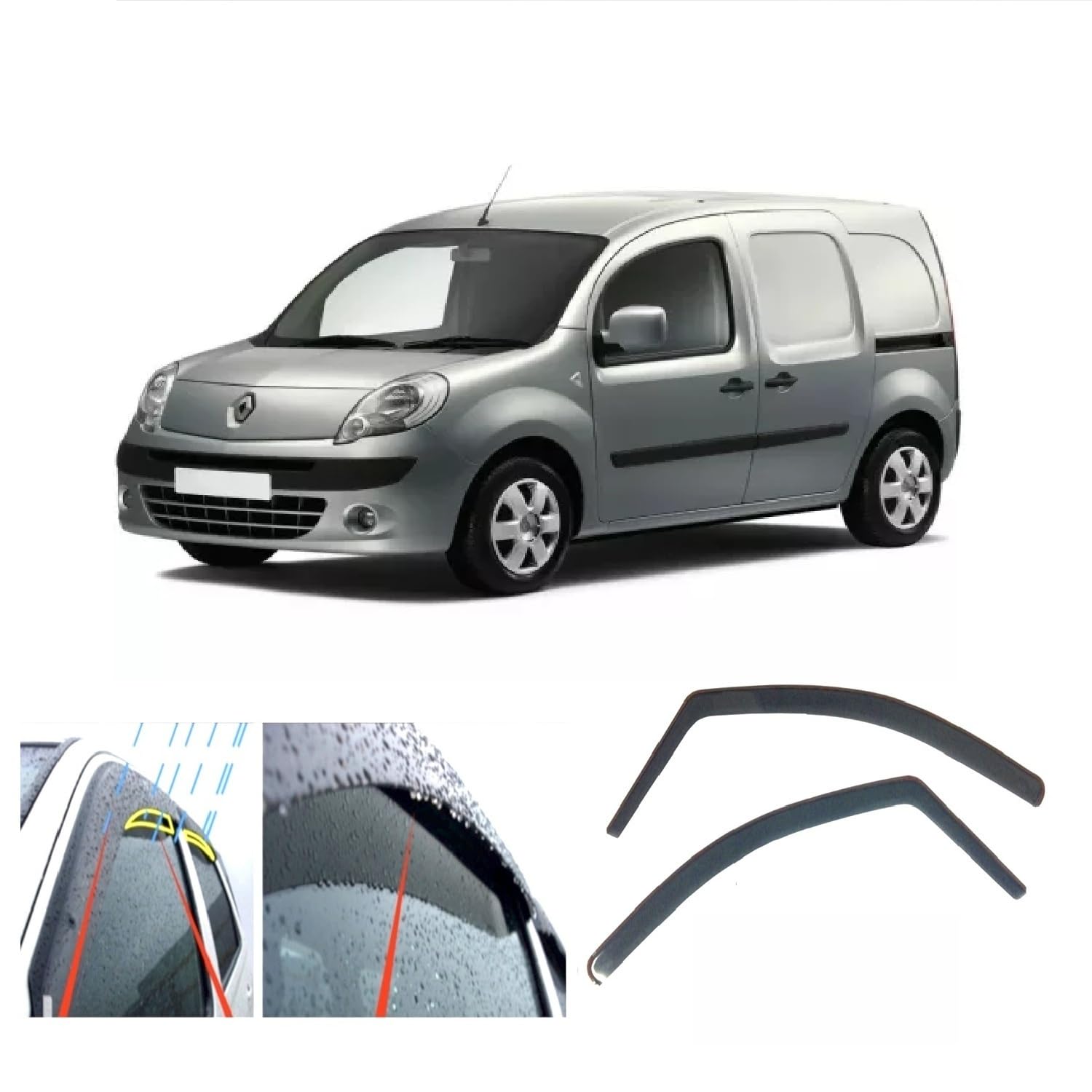 WALSER Deflettori Vento Laterali Per Renault Kangoo II (2008-2021) E Mercedes Citan (2012-2021) – 2 Pezzi, Fissaggio A Clip - 3
