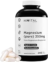 Magnesium 350 mg from Magnesium Bisglycinate. 240 Vegan Capsules for a 4 Month Treatment. Made by HIVITAL
