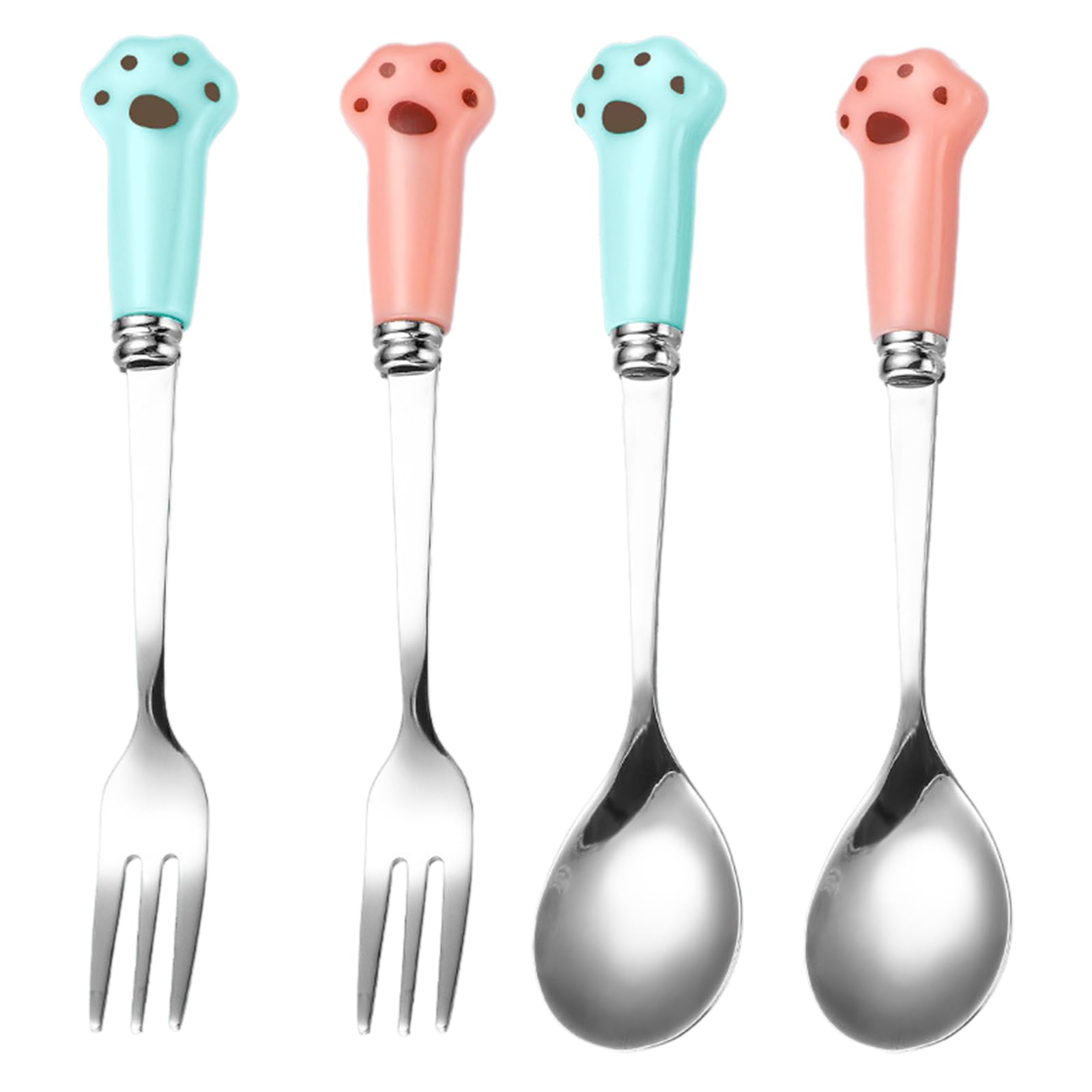 5 - inch 4 - Piece Stainless Steel Paw - Shaped Cat Food Fork Set - Ideal for Pet Feeding, Also Suitable for Dog Food (4PCS)