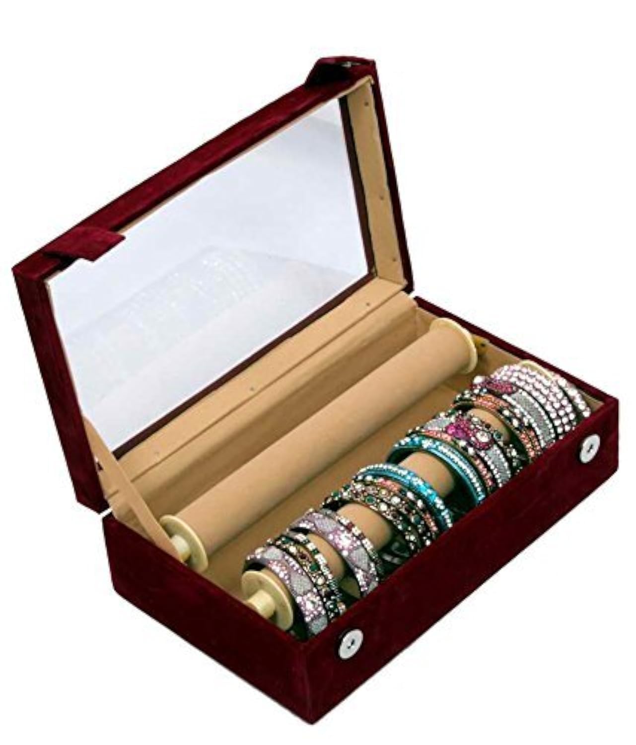 Maroon Wooden Bangle Box - Store Your Bangles -1