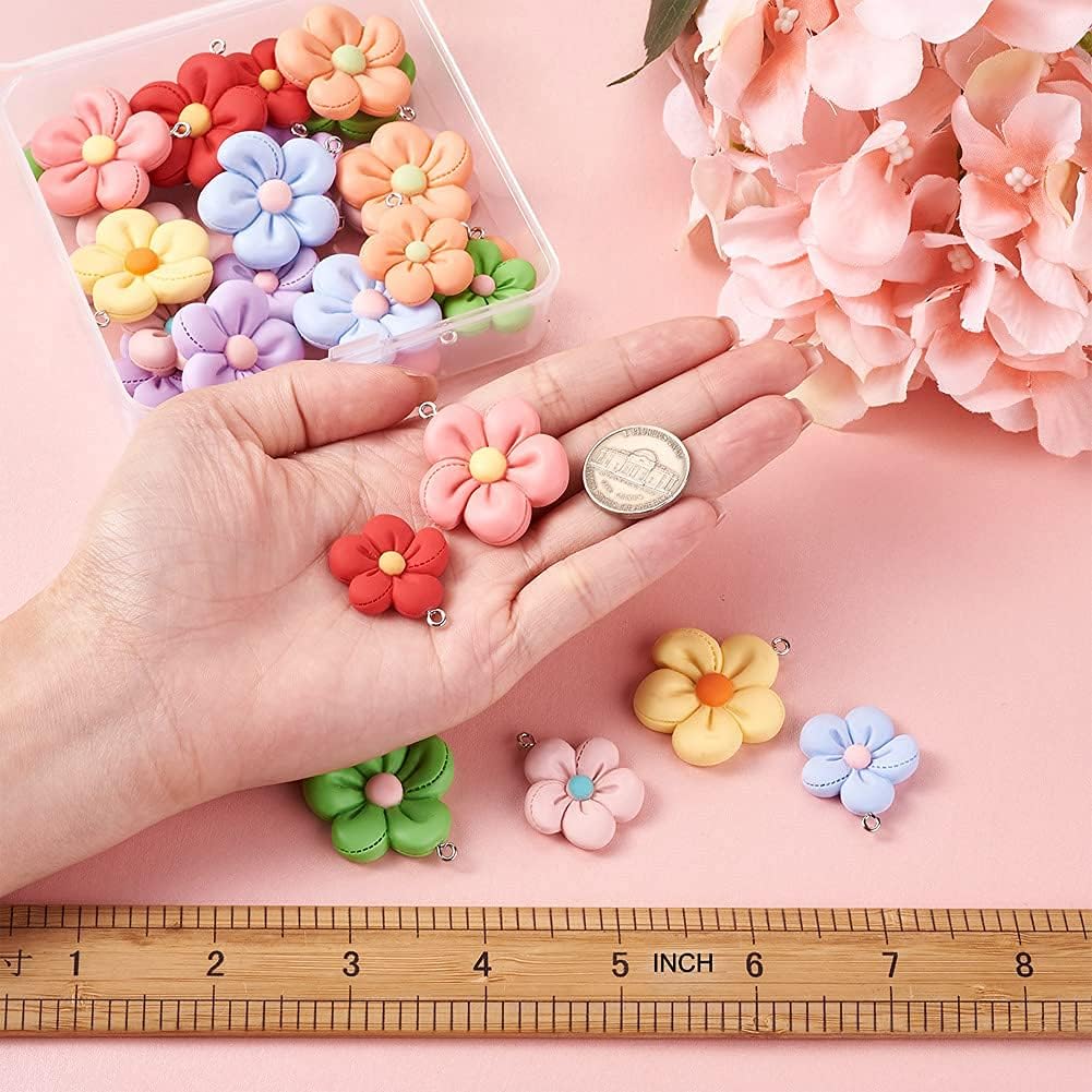 ヴィンテージカラー混合 20/30/50 個マルチスタイルランダムアンティークブロンズチャームペンダントビーズ手作り DIY ジュエリー作成所見 -  AliExpress 36 [小さな店] 32pcs/ボックスフローラル樹脂ペンダント2スタイルランダムブロッサムルーズビーズチャームメタルループ28〜35x2