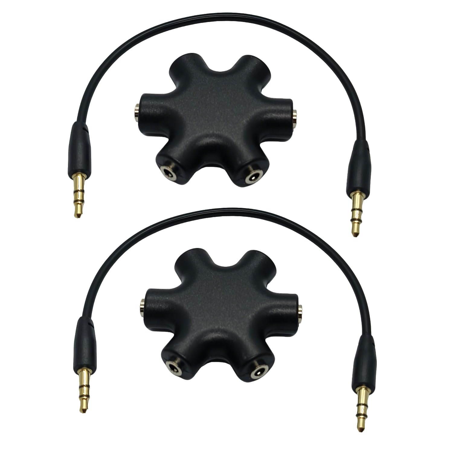 3.5mm 5-Port Female Audio Splitter, 5-Way Multi Earphone Jack Adaptor for Headphones (2 Packs)