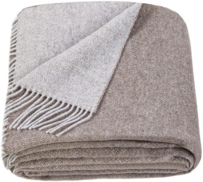 LoveYouHome Wool Merino Rombs Blanket-Throw For Sofa Single / Double Bed Sofa Soft Extra Large and Thick (55 in X 79 in | 140 cm X 200 cm - Beige)