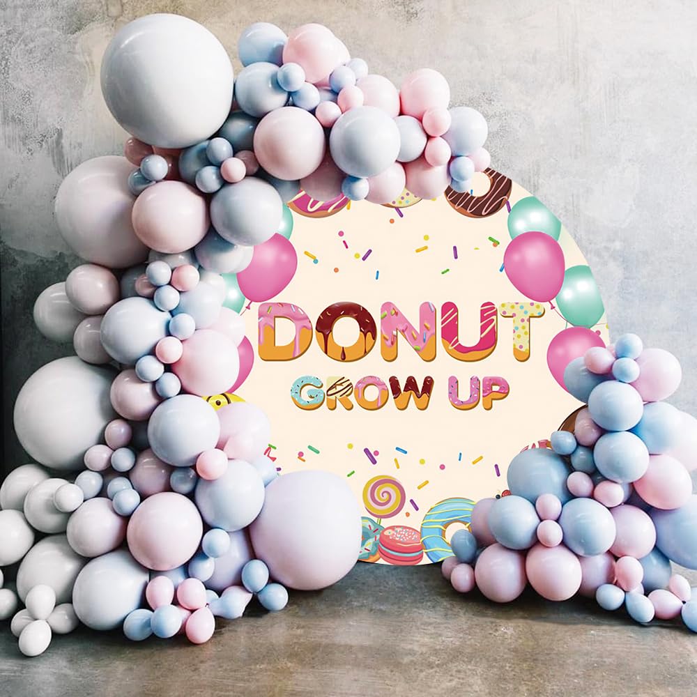 6.5x6.5FT Donut Round Backdrop - Pink Dripping Donut Theme Photo Background