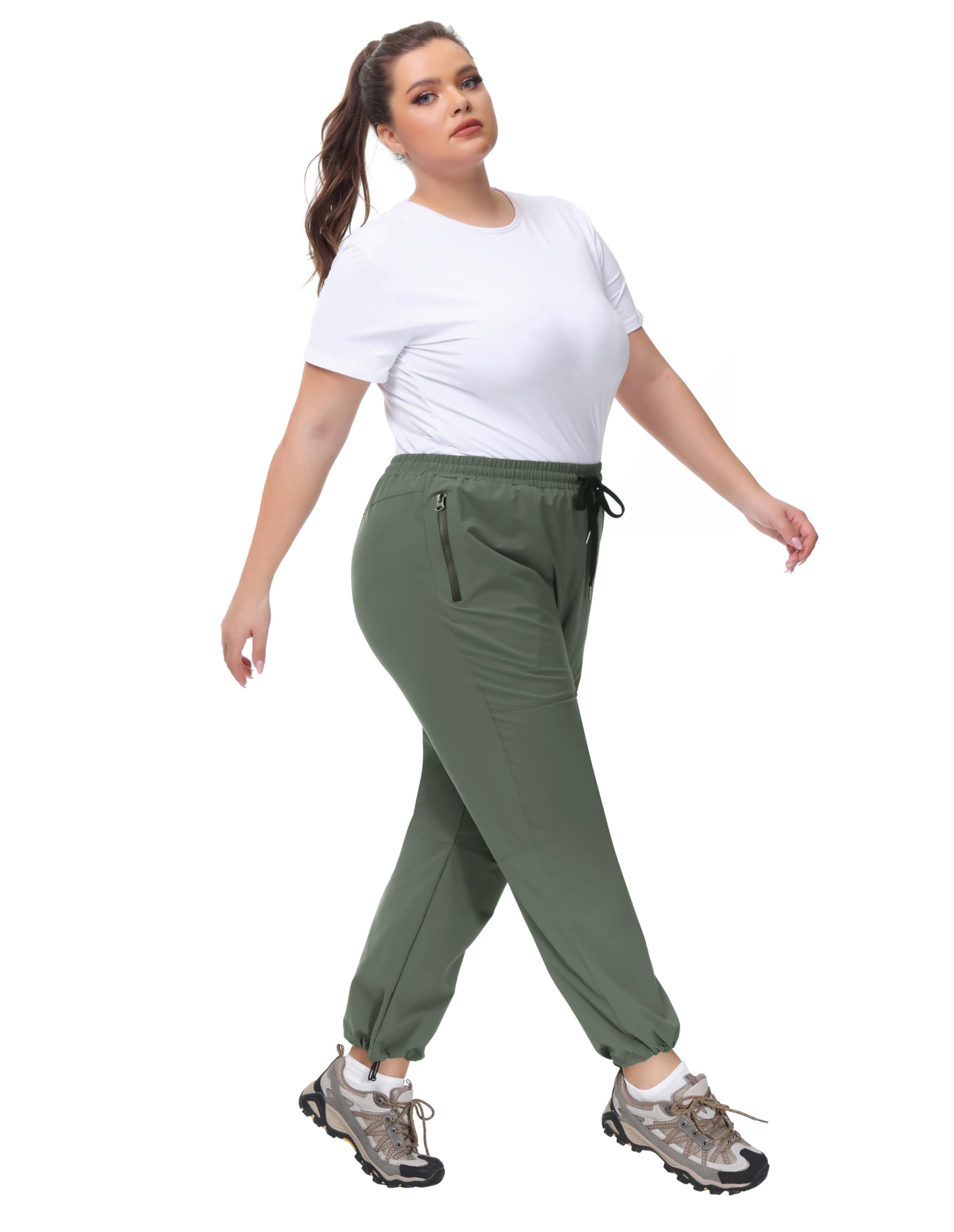 Hanna Nikole Pantaloni cargo da donna, elasticizzati, impermeabili, con chiusura lampo
