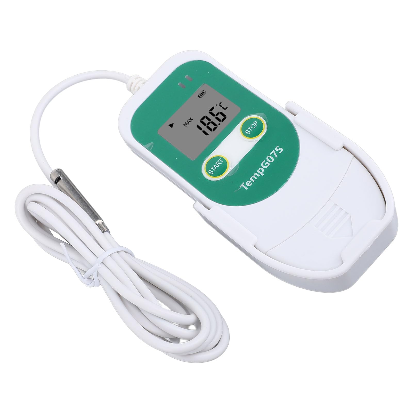 Zunate Digitaler Temperaturmonitor für Kühlschrank |USB-Feuchtigkeitslogger mit Externer Sonde PDF CSV-Export