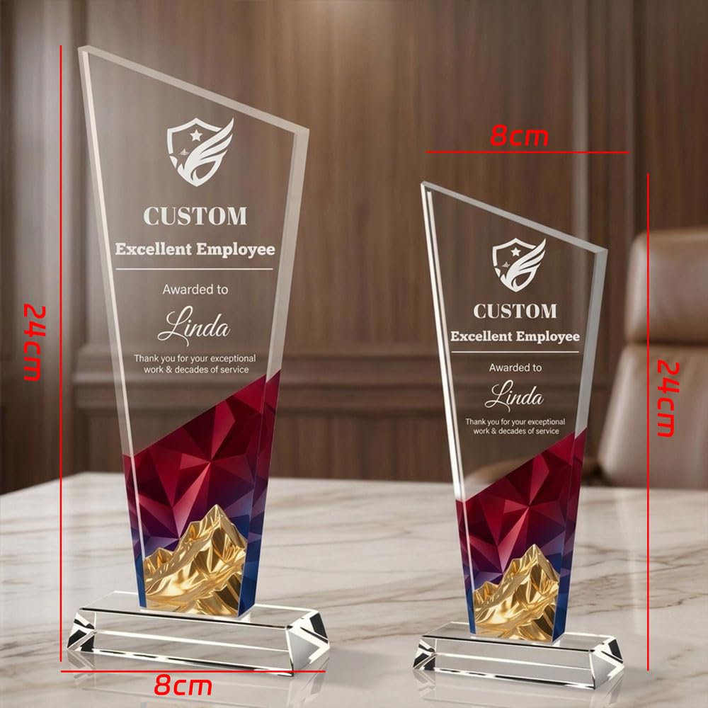 Trofei in Cristallo Personalizzati, Trofei su Misura con Testo/Logo/Foto, Regali per Premiare i Dipendenti, Aziende, Sport, Scuole, Regali di Ringraziamento
