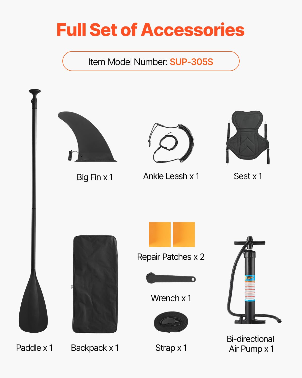 VEVOR Tabla de Paleta Surf Inflable con Asiento, Ultraligera, con Bomba, Remo, Aleta, Mochila, Correa de Tobillo, Conveniente, para Jóvenes y Adultos, 304,8 x 83,8 x 15,2 cm, Carga de 150 kg