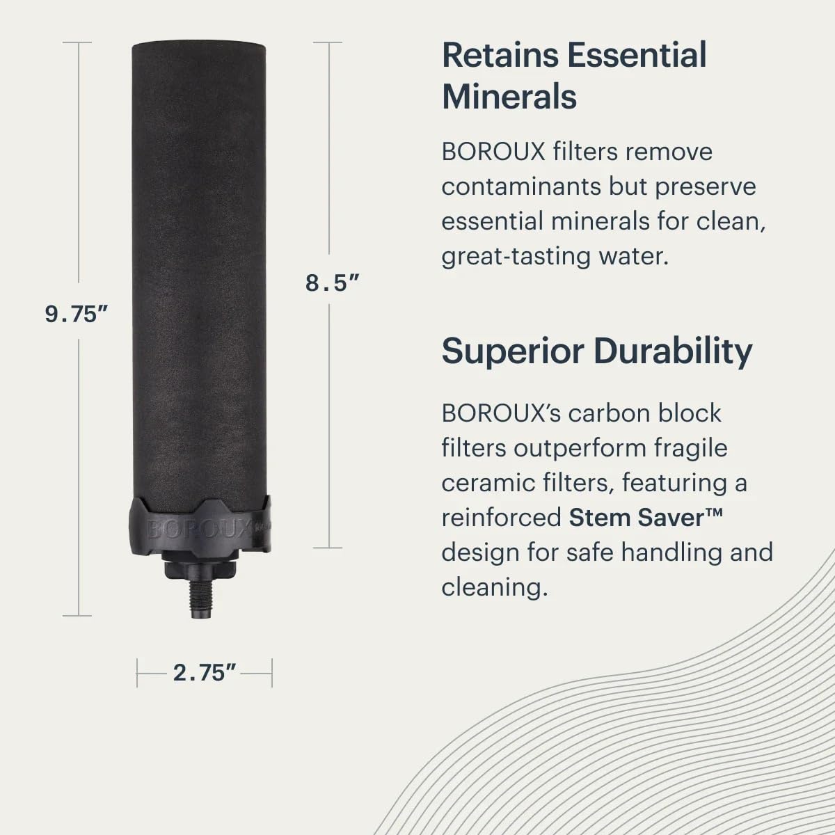 Boroux Foundation Schwarze Wasserfilter für Schwerkraft-Wassersysteme (2er Set)