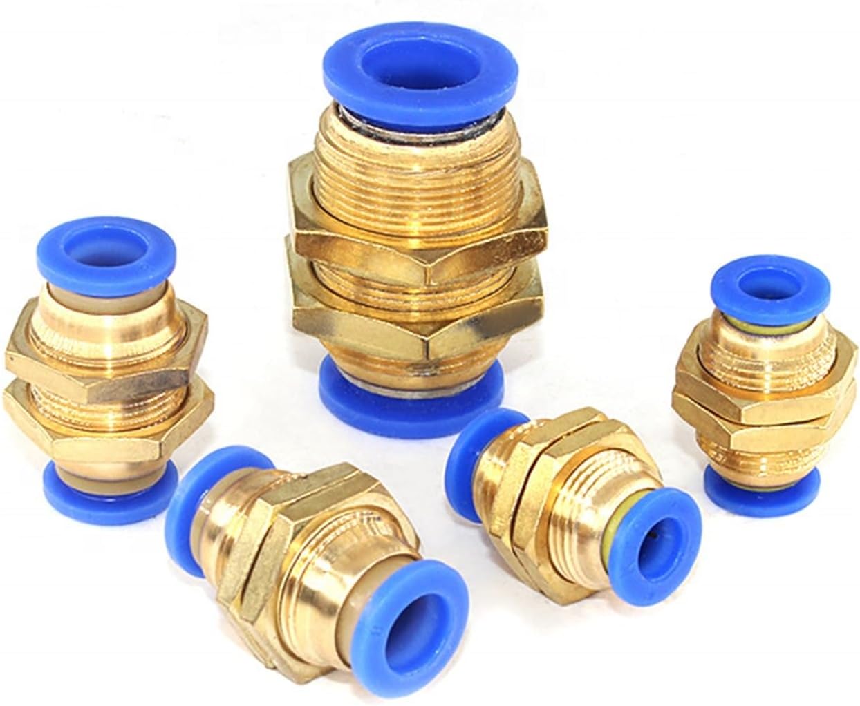 PM4/6/8/10/12MM Brass Pneumatic Fitting Straight Connector One-Touch Union Air Hose Pipe Fittings 5Pcs(PM12)