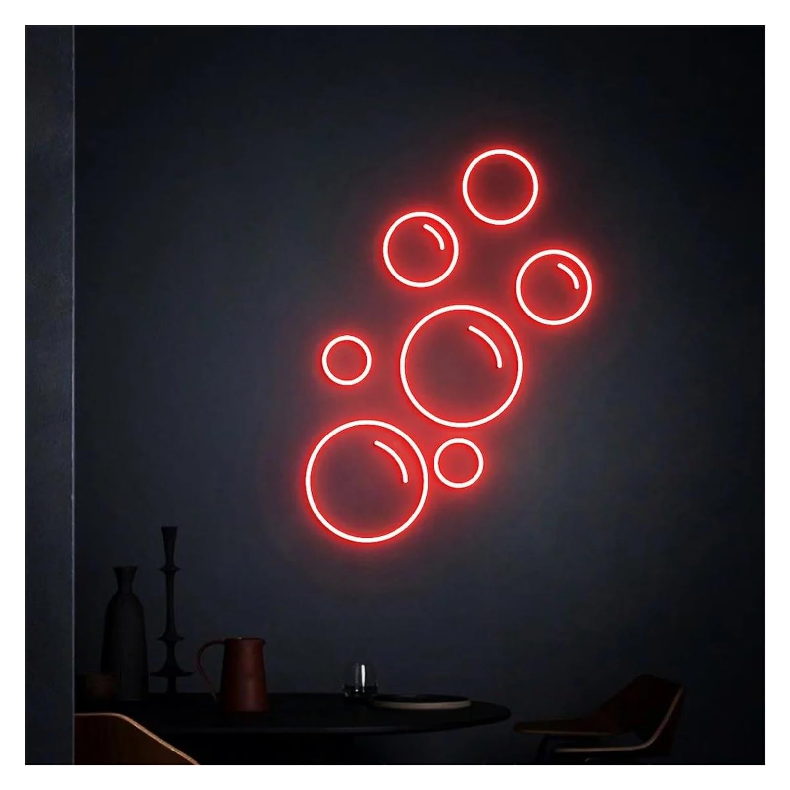LEMST Signs Lamp Bubbles Neon Sign USB Powered Adjustable Brightness Bubbles Neon Lights for Club Wall Decor 28cmx38cm(E)