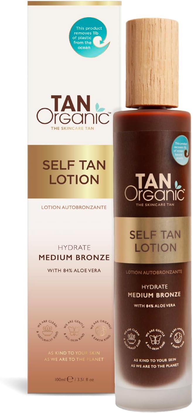 Self Tanning Lotion 100ml | Natural Organic Fake Tan for Face & Body | Vegan Streak-Free Self Tan with Aloe Vera & Argan Oil