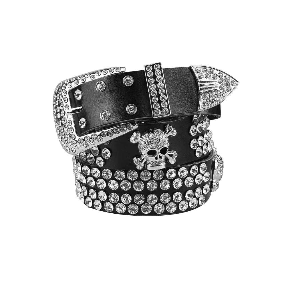 Ceinture En Strass Brillants Pour Femme - Large Ceinture Cuir Synthétique - Déco Robe Soirée & Gothique