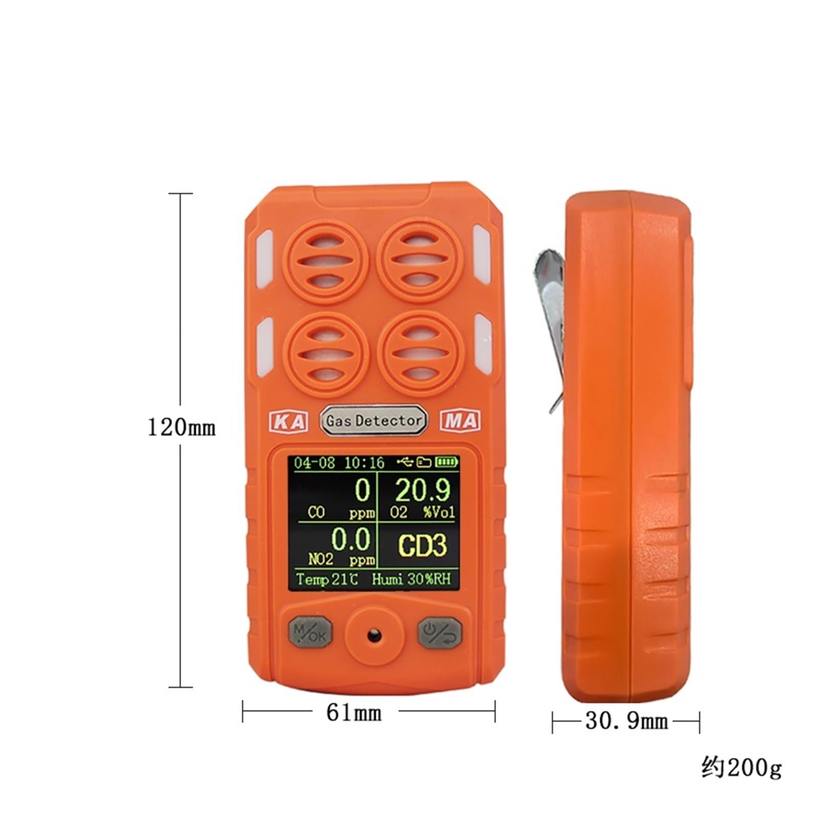 Détecteur Portable de gaz O2, CO, NO2 et dioxyde d'azote