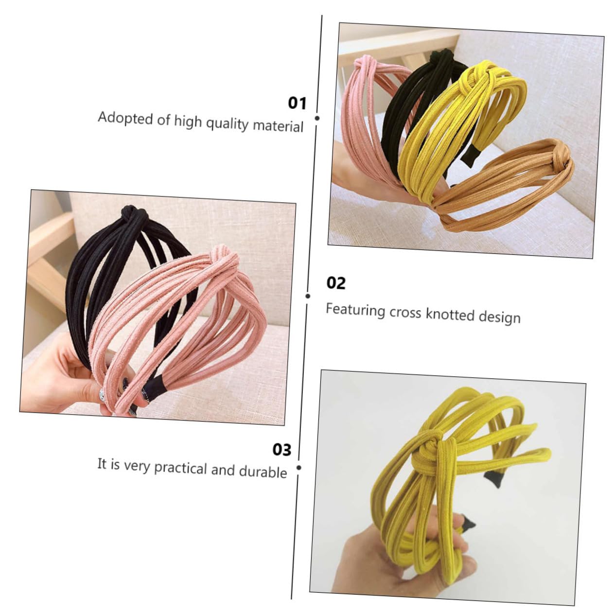 Diadema Ancha de Tejido Nudo Cruzado para Mujer, 6 Piezas | Estilo Elegante y Dulce, Fácil de Poner, Adecuado para Escuela y Bodas, Accesorio Práctico