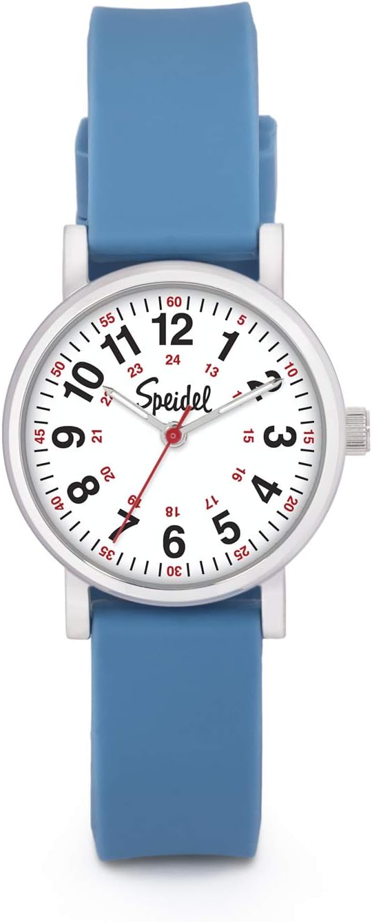 Scrub Petite Watch for Nurses, Medical Professionals, Mens and Womens Watch with Second Hand Nursing, Nurse Watches for Women Men, Waterproof 12 and 24 hr Time - Blue
