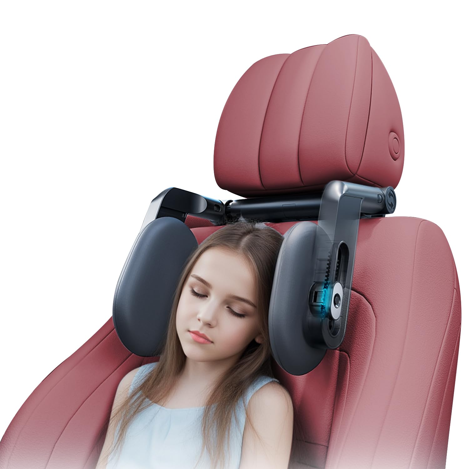 YOHOPE 2025 Upgrade-Version Kopfstütze Auto Kinder atmungsaktiver Memory-Schaum, 360° drehbar, 3-Punkt-Verbindung, verstellbare Sitzkopfstütze, Autokopfstütze zum Schlafen auf langen Reisen