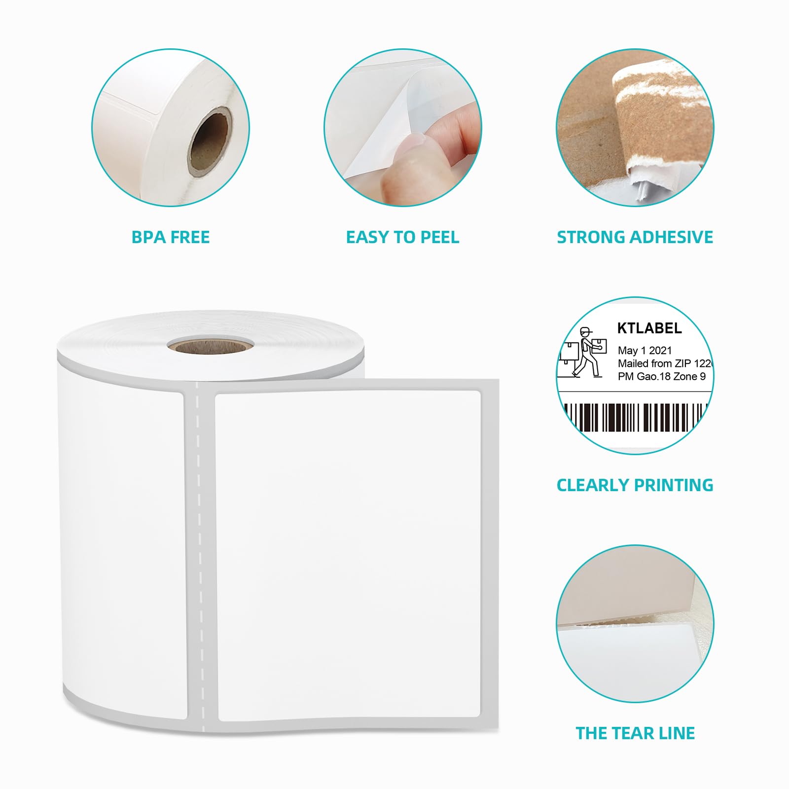 Kingtac Zebra Labels 4x3,12 Rollos