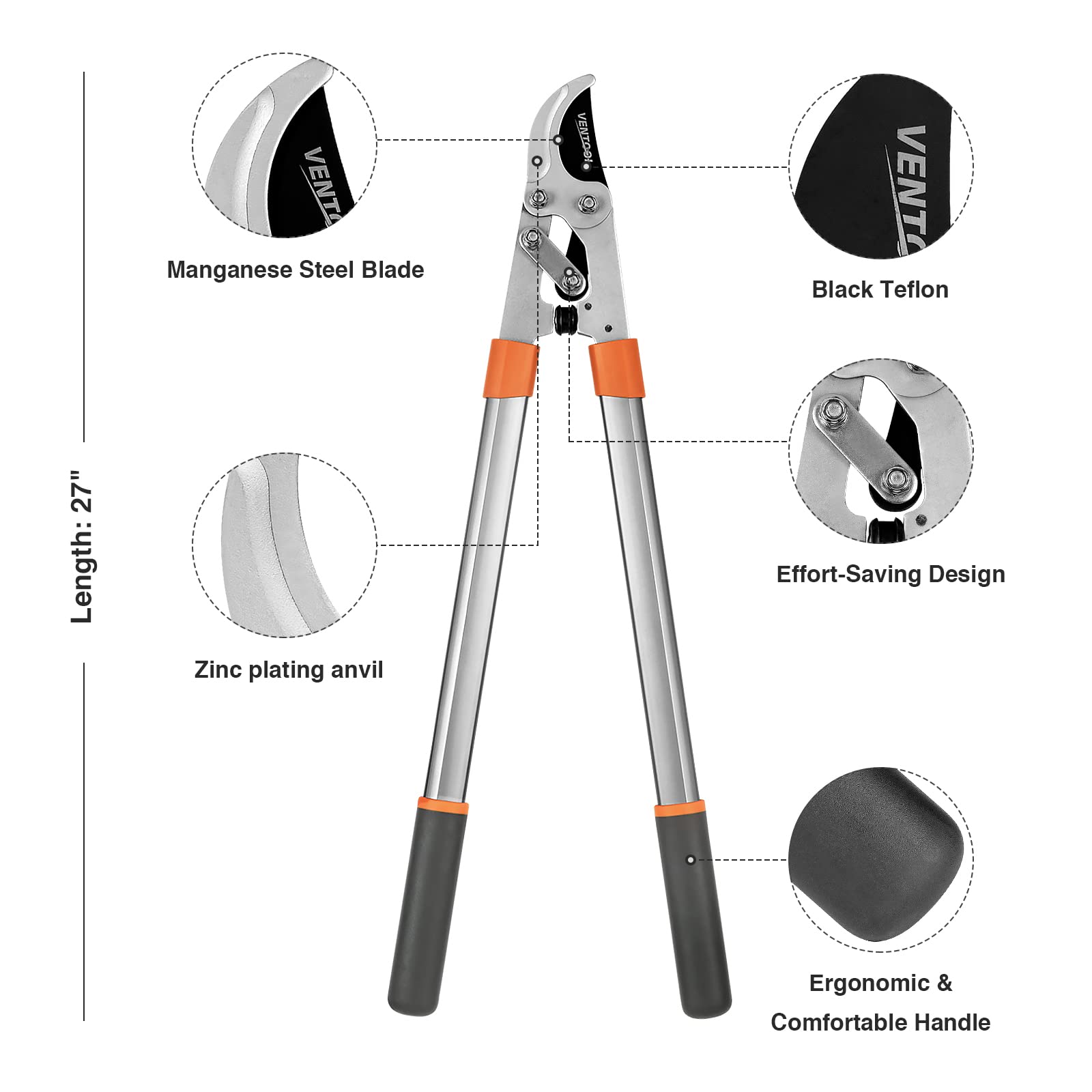 Amazon | Ventool 68.58cm バイパス ロッピングハサミ、HRC54-56 Mn