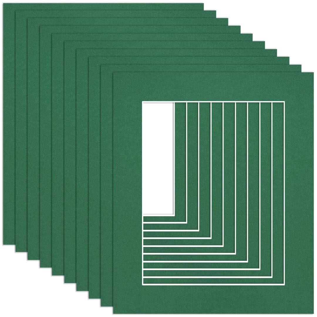 Procut Global 12x10" Emerald Picture Mounts to Fit 9x7" Aperture - Precision Cut Cardboard Photo Mount - Ideal for Frames, Prints, Artwork & Certificates - Sizes & Colours Available - 10 Pack