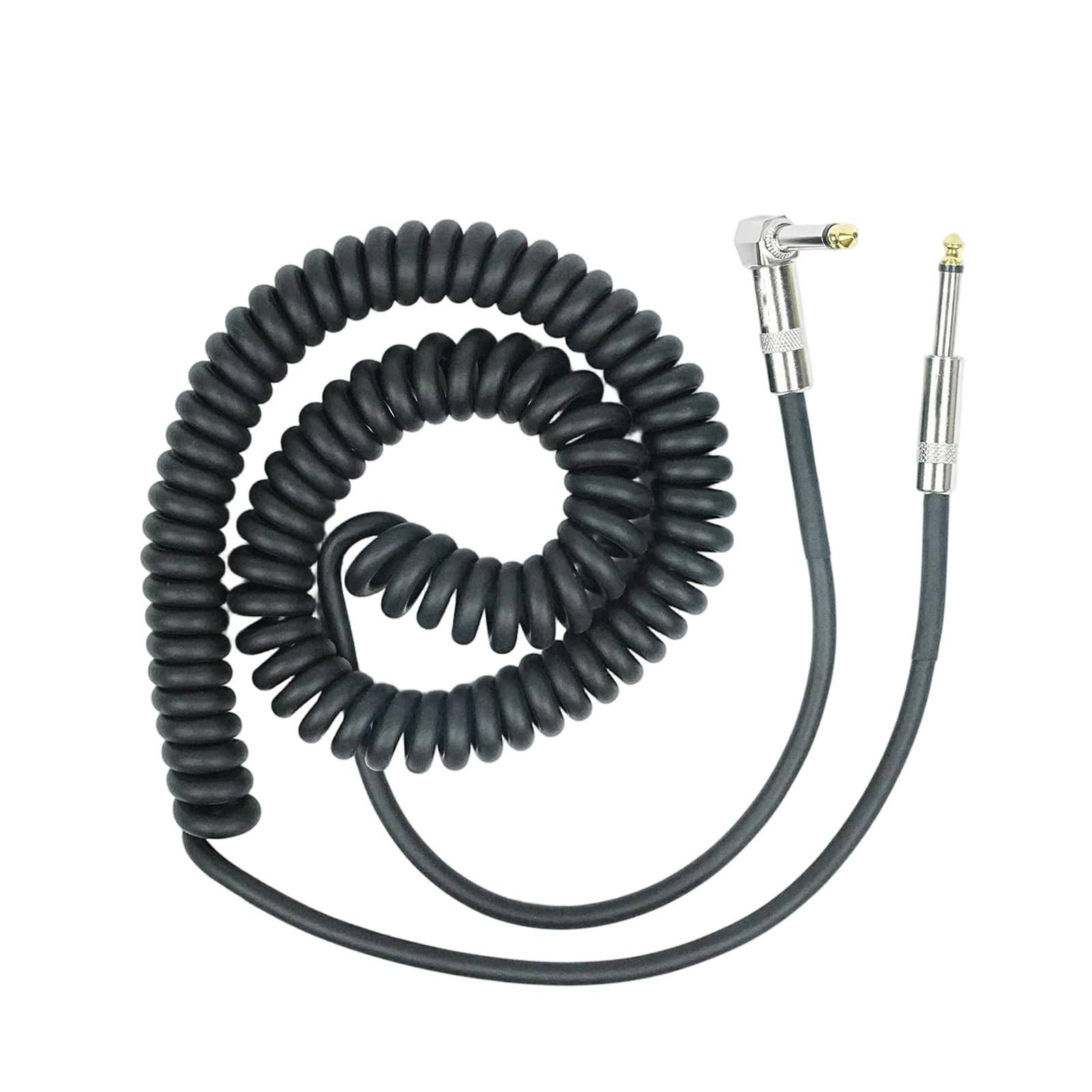 Cable De Instrumento En Espiral Línea Recta/ángulo Antiruido 6,35mm Bajo Guitarra Universal 10M | Cable de guitarra (negro)