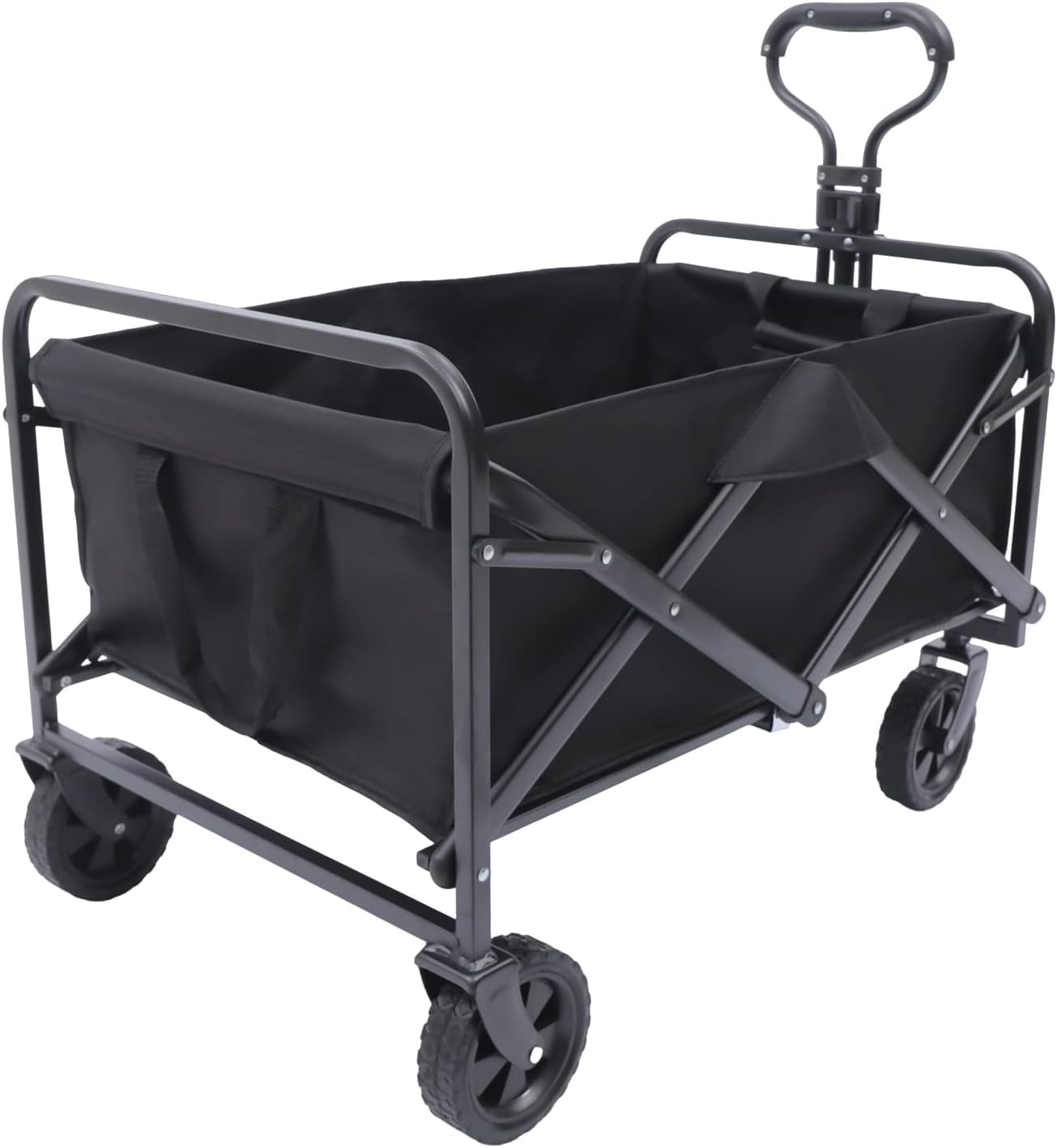 Carrello da festival, carrello pieghevole da campeggio, 4 ruote girevoli a 360° con manico regolabile, carico 80 kg, adatto per attività all'aperto, spiagge, giardini