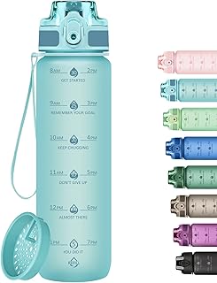 32oz Water Bottle with Time Marker, Motivational Drinking Bottle with Strap, BPA-Free Leak-Proof, Encouraging Water Bottle Time to Drink Water for Gym School Office Travel