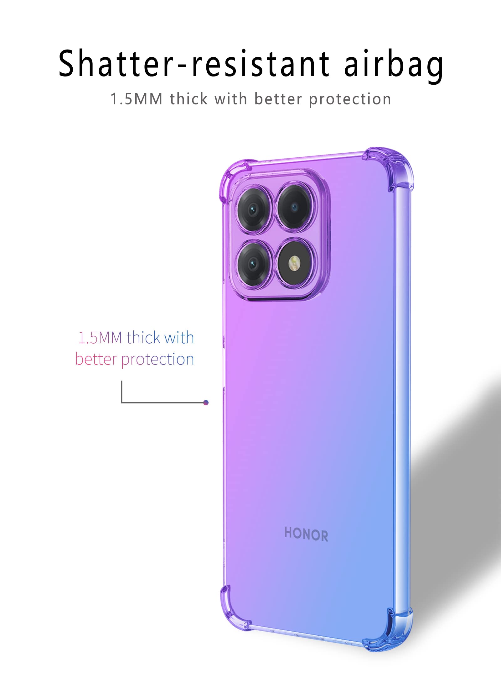 WOBURN Cover Sfumata Per Honor X8a | Custodia TPU Morbida Rosa E Verde | Antiurto Leggera - 2
