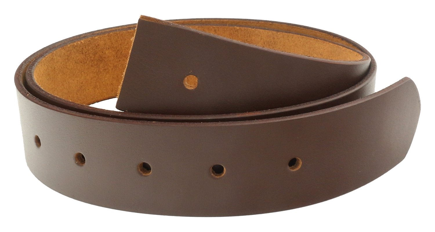 QHA Mens Leather Belt No Buckle Full Grain Strap Gift Q52019-Dark Brown-L: 36"-40"