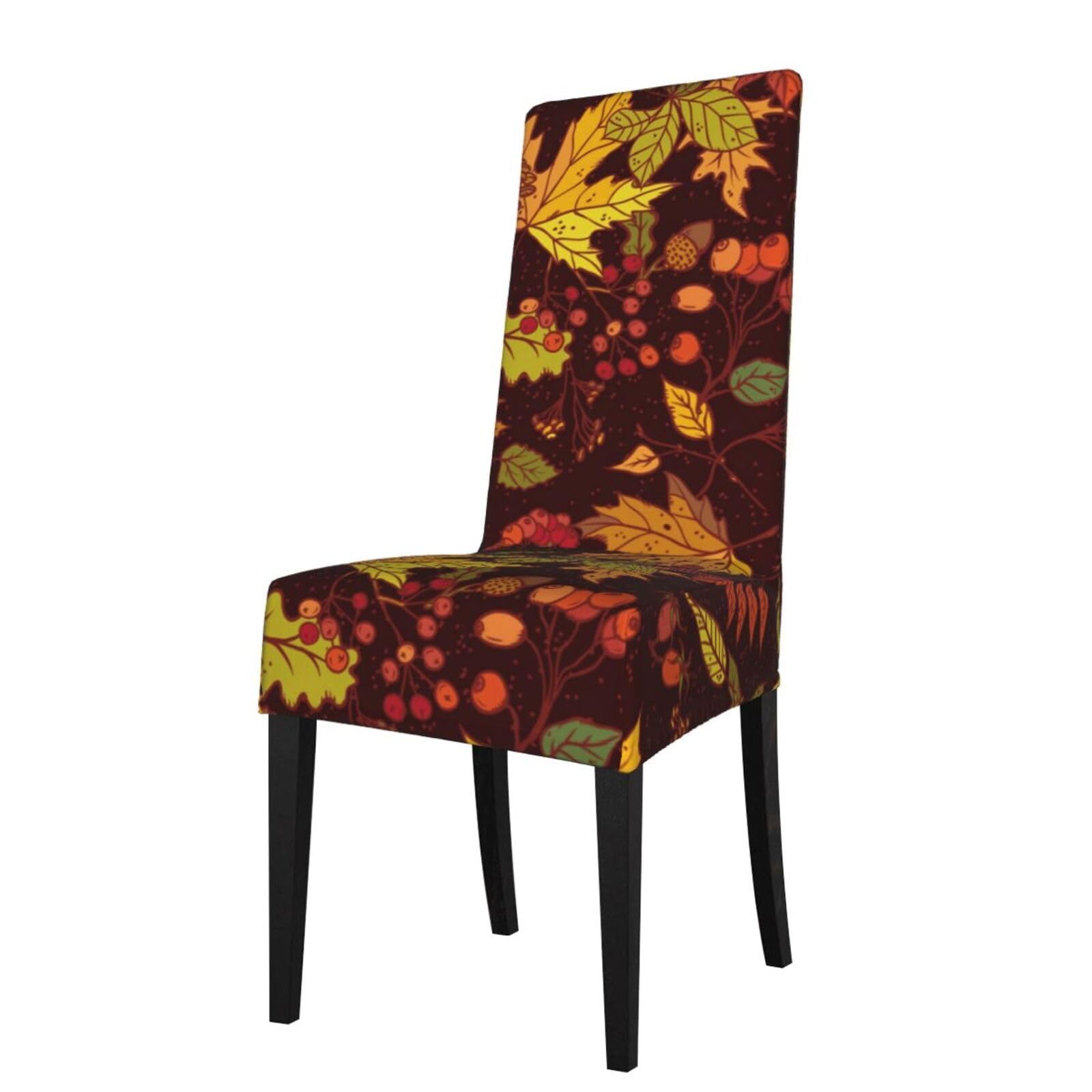LKYMOH Fall Autumn Leaves Acorn Berries Printed, Chair Covers Stretch Chair Slipcovers for Dining Room, for Party Pet Protection Universal Fit Soft Polyester