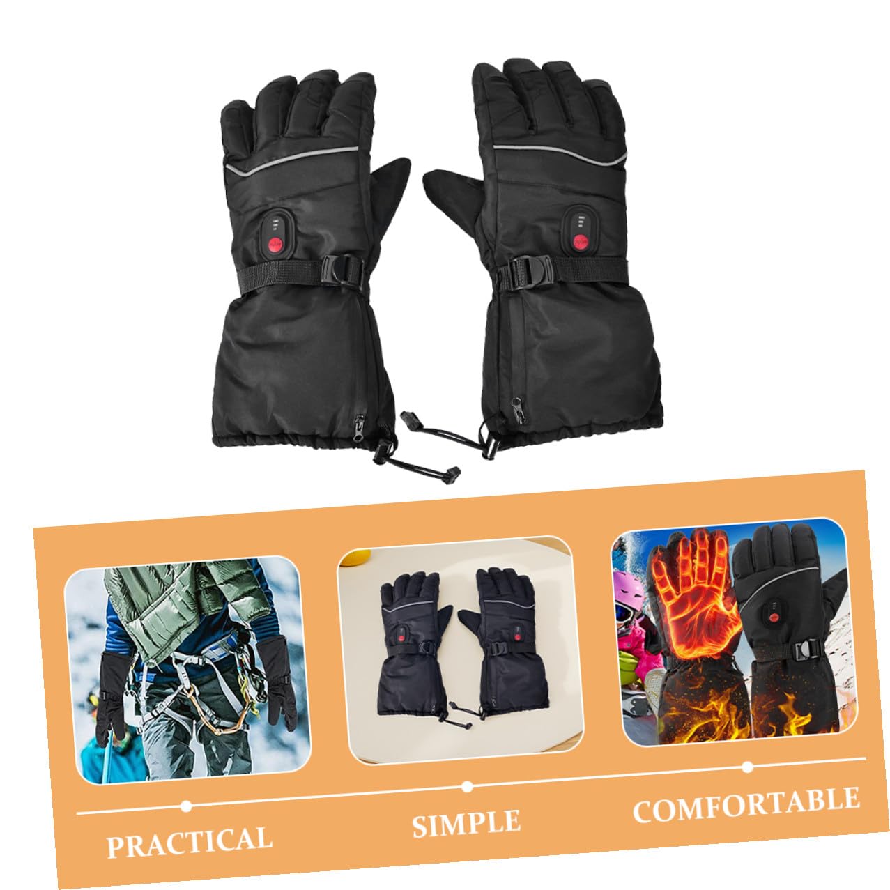 Guantes Eléctricos Calefactables para Hombre y Mujer Guantes de Esquí Térmicos Impermeables Dedos Separados Control de Temperatura Ajustable Ideales para Deportes de Invierno y