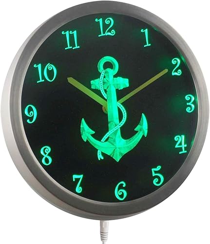 Miniatura 3 de AdvPro nc0996-b Reloj de pared LED con letrero de neón náutico para decoración de buques marinos