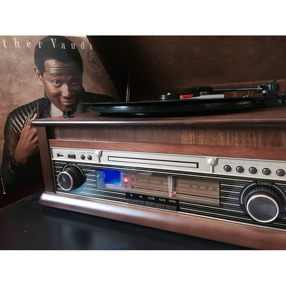 Platine Vinyle Rétro, Lecteur CD, Haut-parleur Sans Fil, Radio Numérique, Tourne-disque, Haut-parleur Gramophone Vintage, Haut-parleur Sans Fil Rechargeable