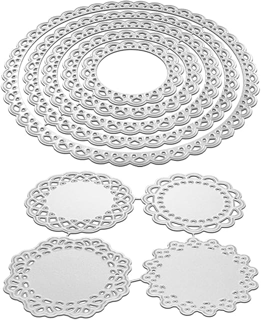 2 Set Flower Dies for Card Making, FineGood 9 PCS Metal Cutting Dies Circle Lace Die Cuts DIY Craft Die Cutters for Card Making Scrapbooking Album