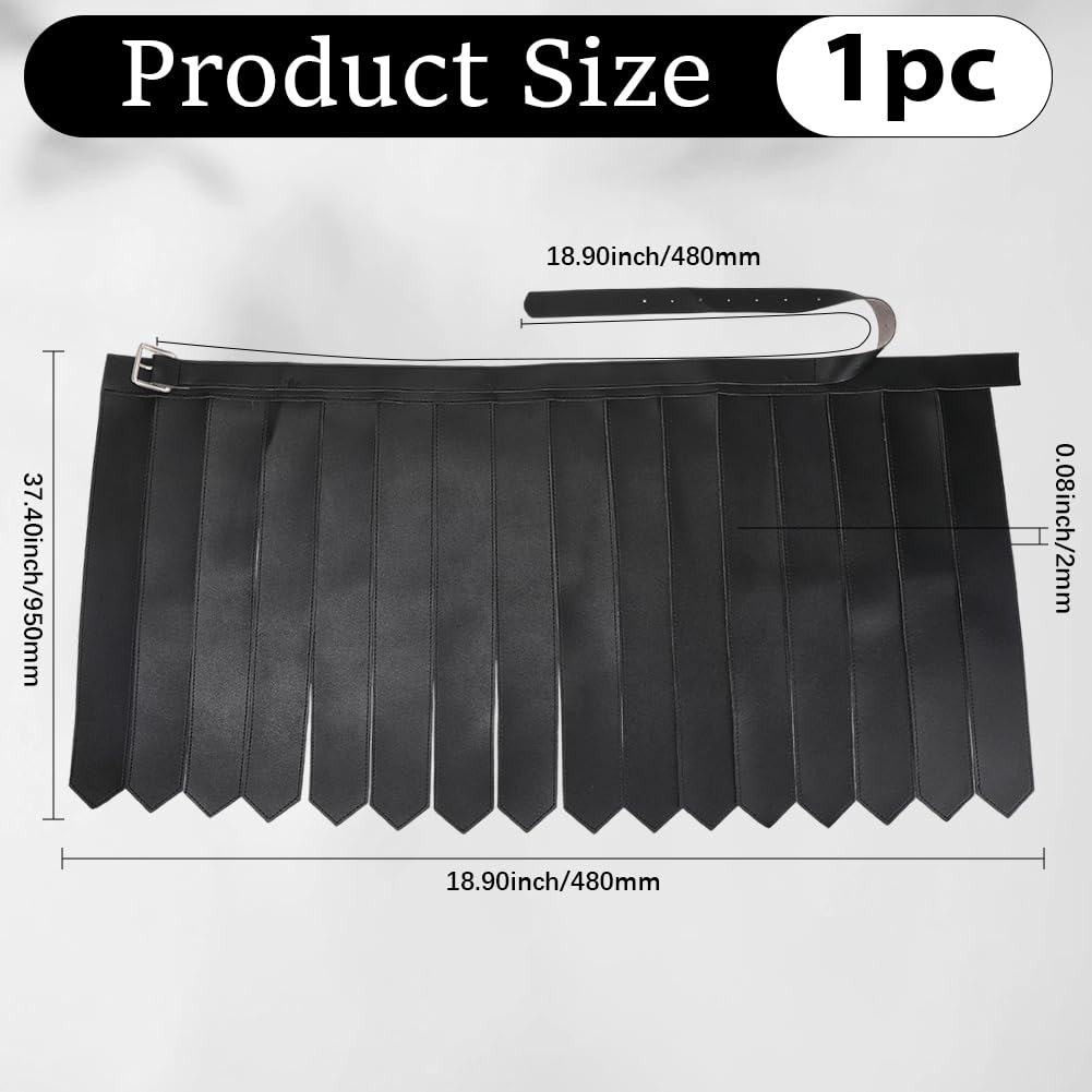 GORGECRAFT Medieval PU Leather Tassel Skirt Black Roman Renaissance Viking Warrior Fringe Waist Belt Adjustable Knight Armor Apron Gladiator Kilt Straps Waistband for Men Women Halloween Cosplay - Image 2