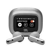 JBL Live Flex 3 Cuffie Wireless Bluetooth, 50 Ore di Autonomia, con Cancellazione Adattiva del Rumore e High-Resolution Signature Sound, Impermeabili IP54, Argento