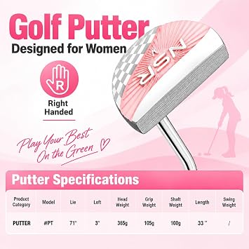PGM Women's Golf Putter Right Handed with Balanced Head and CNC Face
