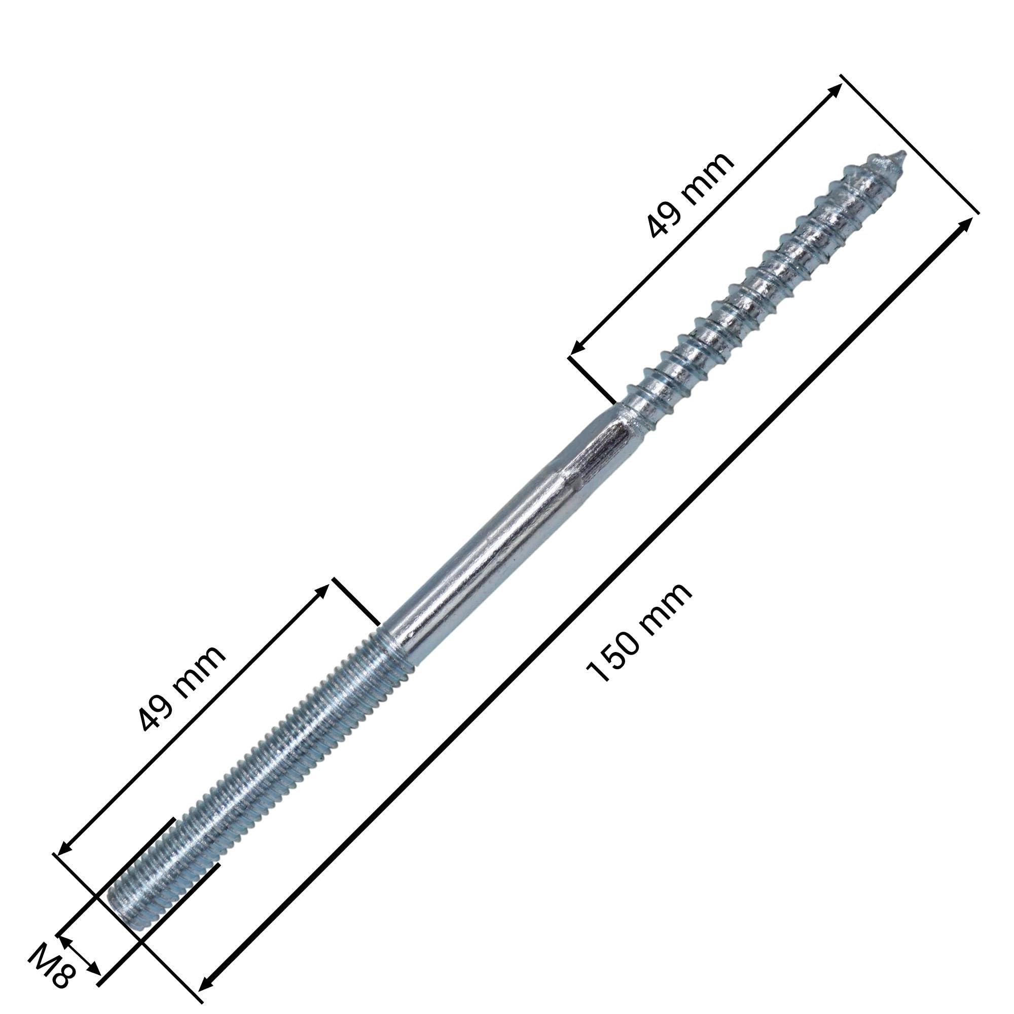 SKIR'CO (10 piezas) Pernos de suspensión M8 x 150 mm, tornillos de pasador de rosca de doble extremo, pernos de doble cabeza