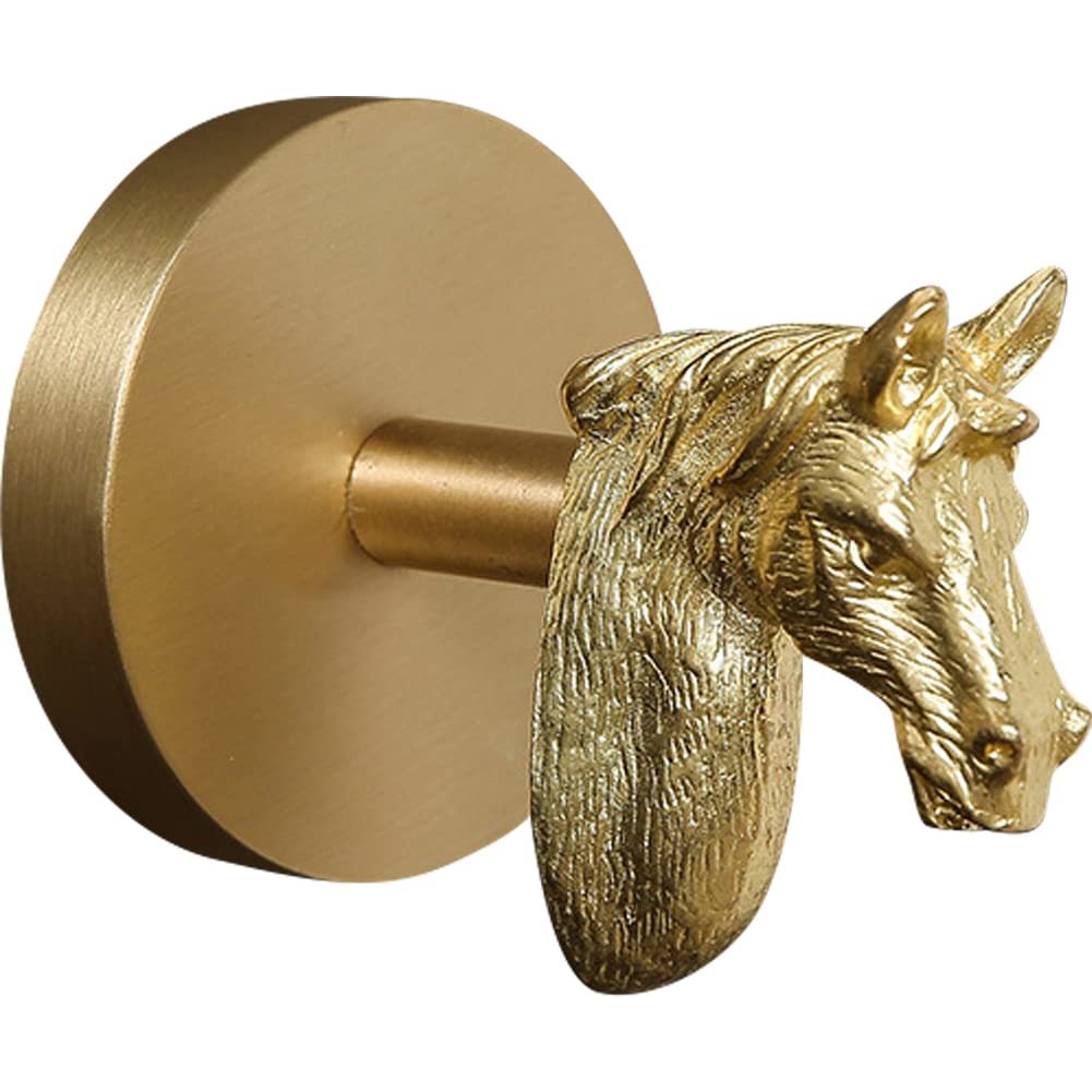 Wayuto Horse Brass Wall Hooks Heavy Duty For Hanging Metal Vintage Coat Hooks Wall Mounted Door Hook Rack Decorative Pegs For Hanging Bag Key Towel Or Purse