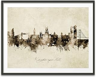 Kingston upon Hull England Skyline art print poster, unframed -9246