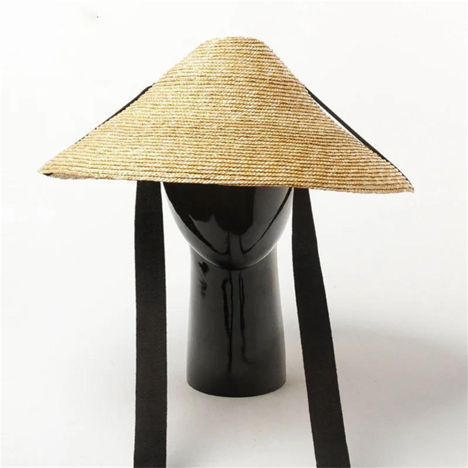 Sombrero de verano para mujer y hombre, sombrero de paja para el sol, ala grande, negro, banda cóncava, gorra de playa