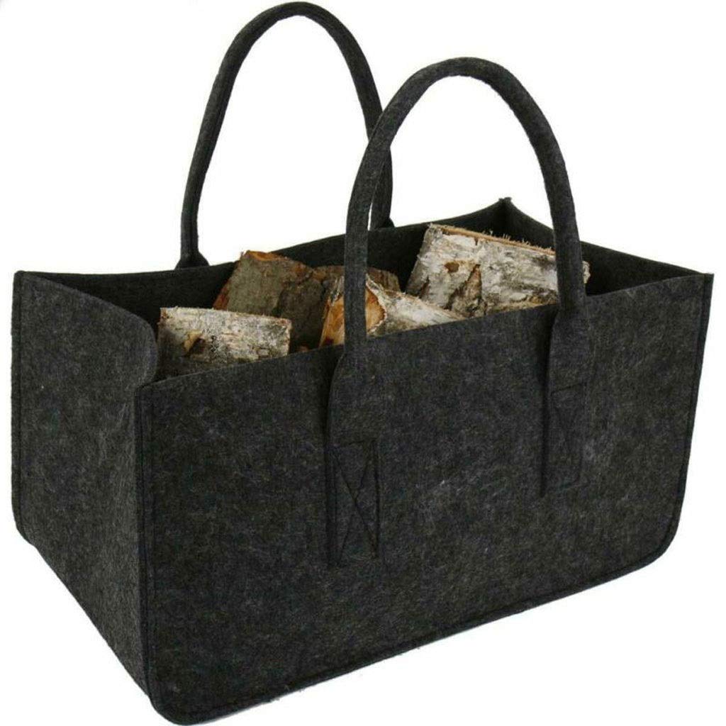 Borsa in feltro Borsa in legno per caminetto nero Cestino in feltro Tasca per legna da ardere Cesto per legna da ardere Cestino per bancarelle di giornali (A)