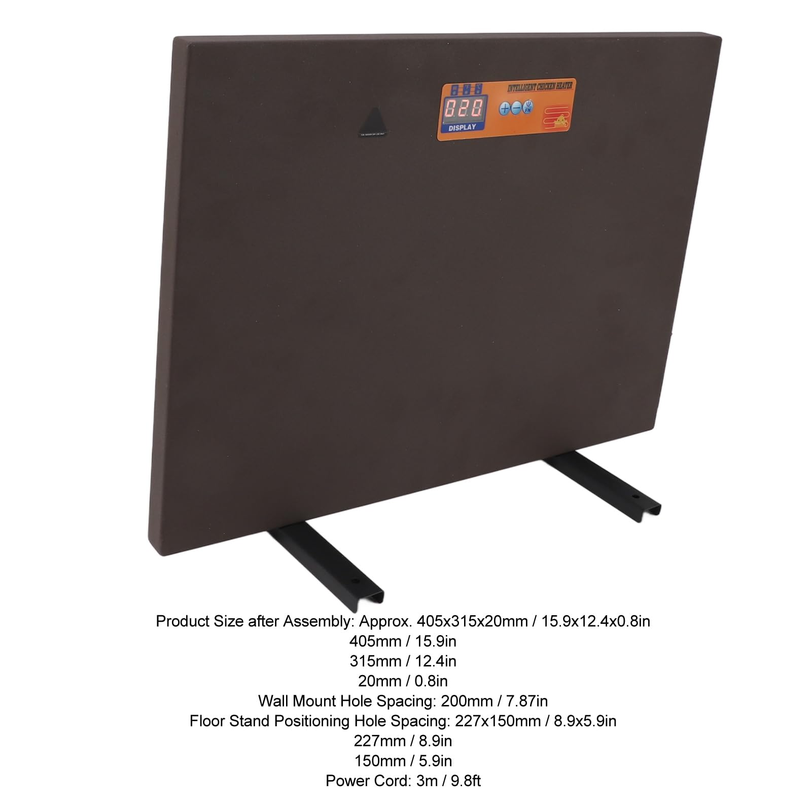 Panel Calefactor para Gallinero, Calentador para Gallinero de 150 W, Panel Calefactor para Gallinero con Temporizador, Control Remoto, Inclinación, Apagado, Pantalla Digital,
