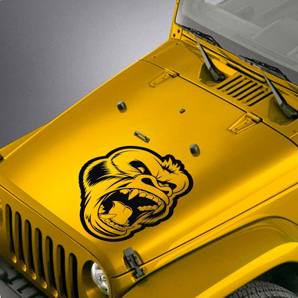 Hood Decal Compatible with Jeep Wrangler TJ LJ JK JKU - Angry Gorilla Sticker - Gray Stickers