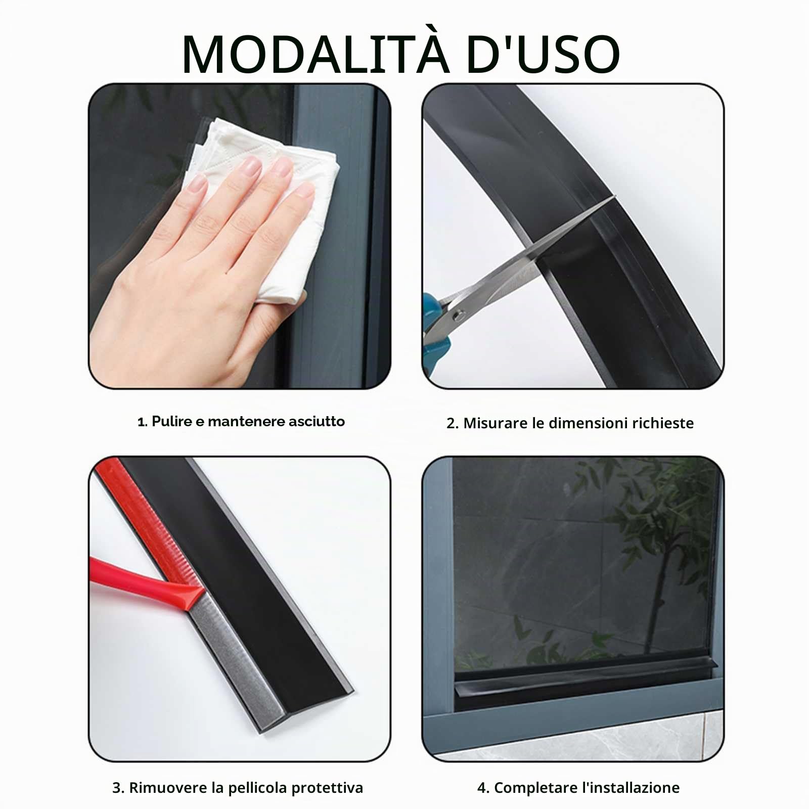 Guarnizione in gomma per porte e finestre, autoadesiva, antipioggia, per esterni, deflusso dell'acqua, protezione per davanzale scorrevole e soglia