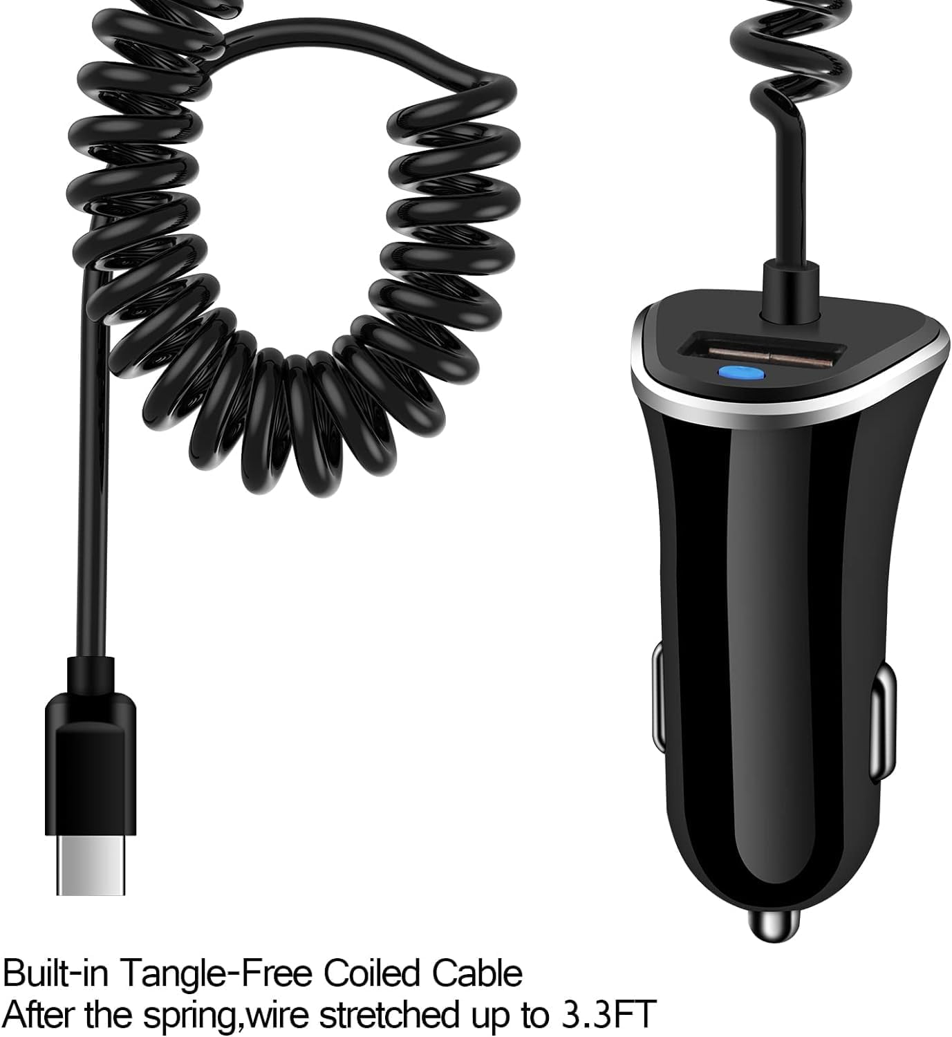 Android Retractable Car Charger Fast Charging for iPhone 15 Plus 15 Pro Max, Type C Phone Charger Cargador Carro Lighter Car Cable for Samsung Galaxy S24 Ultra A15 Z Fold 5 A54 A14 A13 Pixel 8