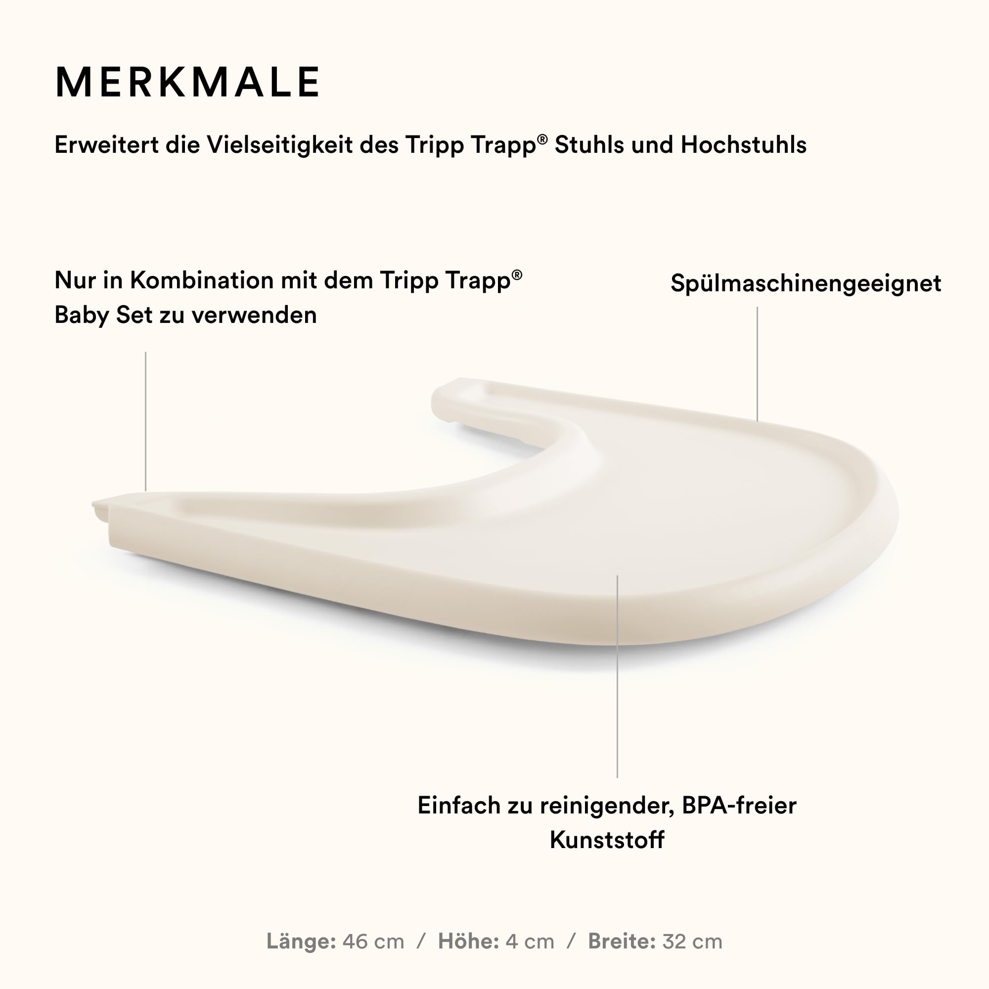 Stokke Tray, Vanilla White - Kompatibel mit Tripp Trapp Baby Set - Bequem zu benutzen und zu reinigen - Hergestellt aus BPA-freiem Kunststoff - Für Kinder von 6-36 Monaten
