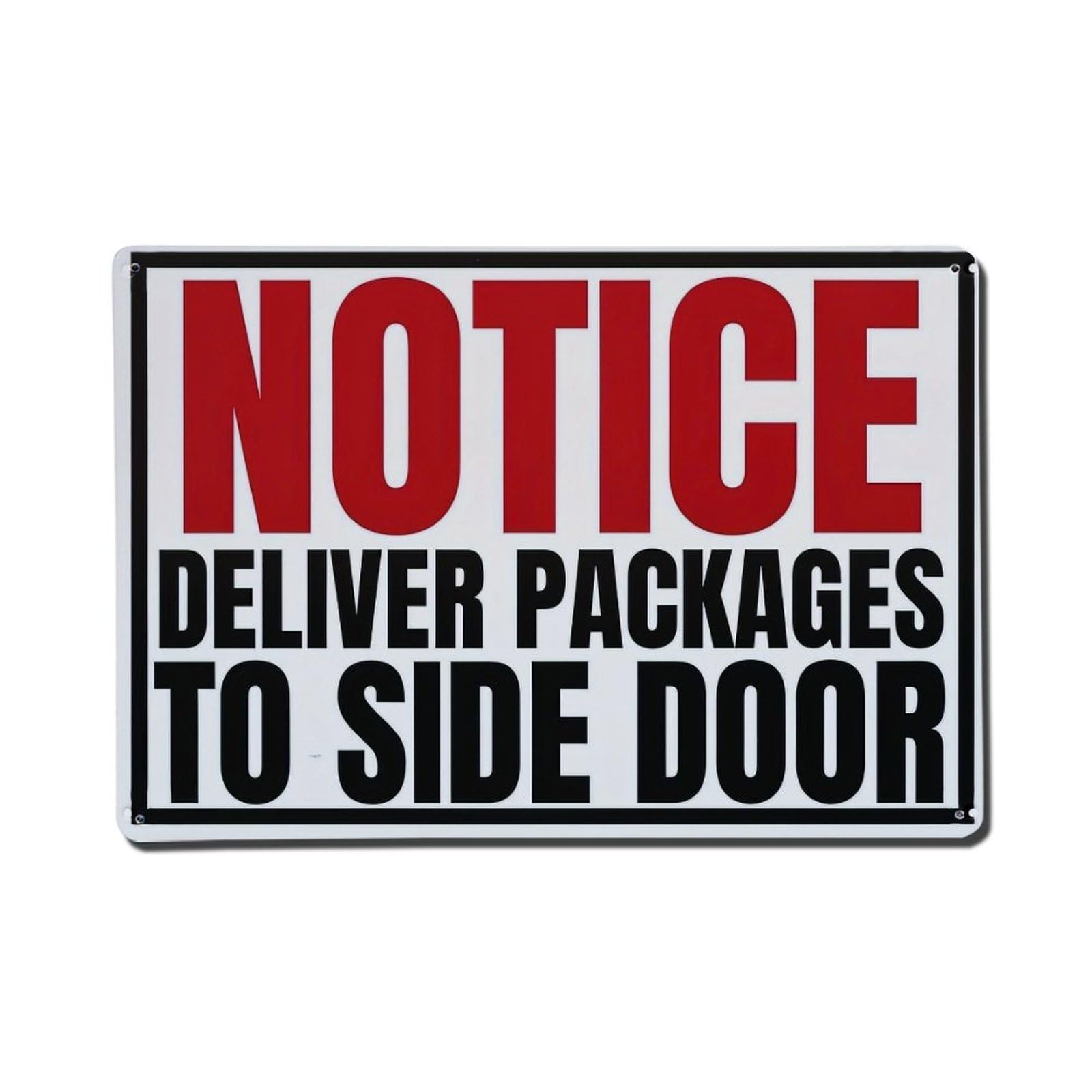 Notice Deliver Packages To Side Door Vintage Tin Sign Retro Metal Wall Decor Metal Poster, Home Bar Garage Farmhouse Cafe Wall Art Decoration 8x12Inches
